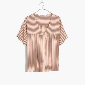 Madewell Brown and White Striped Button Down Shirt